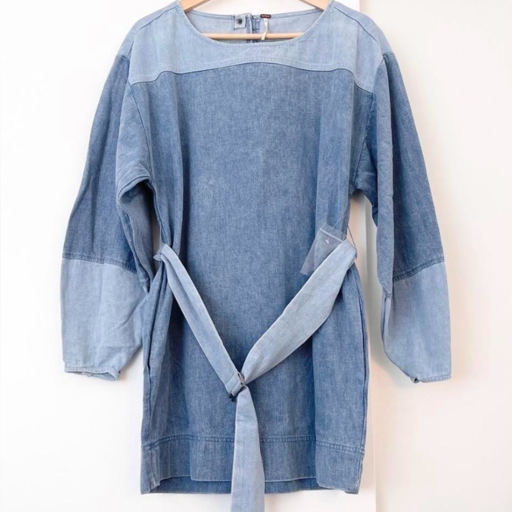 Free People Light Blue Long Sleeve Dress